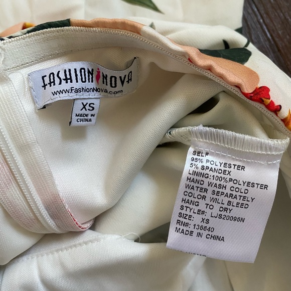 Fashion Nova white multicolor floral strapless cut outs wide leg jumpsuit - Picture 14 of 14